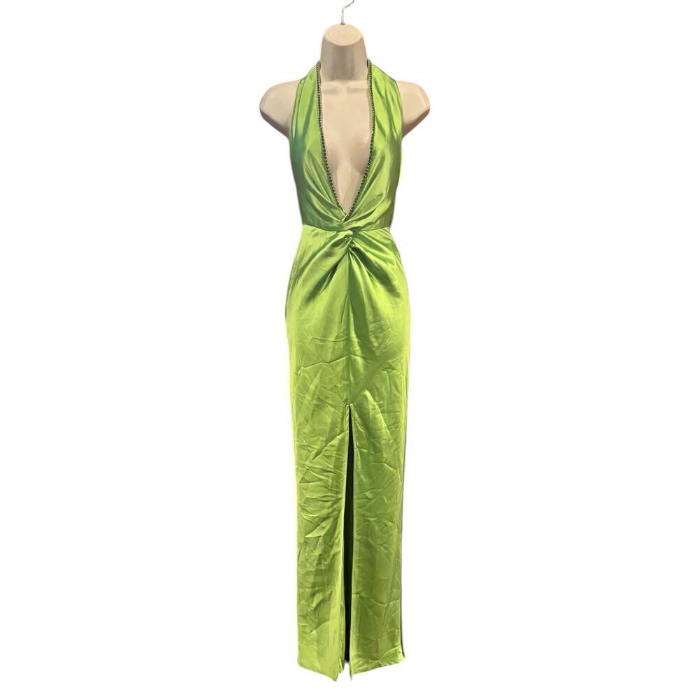 Khanums Halter Gown With Slit in Pear Green NWT Size XS - Picture 5 of 10